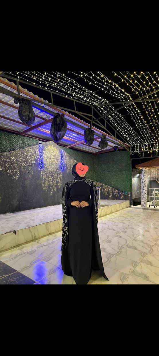 Uzun Siyah Nakışlı Gotik Kadın Abiye - Görsel 2