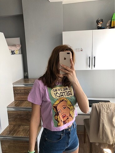 Trendyolmilla baskılı mor tişört
