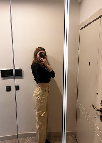 Kadın Bej Boyfriend Pantolon Midi Boy - Görsel 4