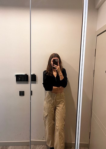 Kadın Bej Boyfriend Pantolon Midi Boy - Görsel 3