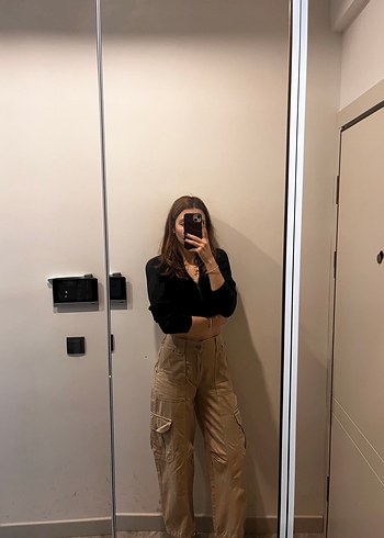 Kadın Bej Boyfriend Pantolon Midi Boy - Görsel 2