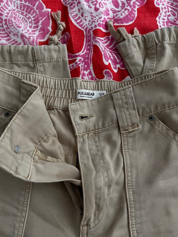 Kadın Bej Boyfriend Pantolon Midi Boy - Görsel 5