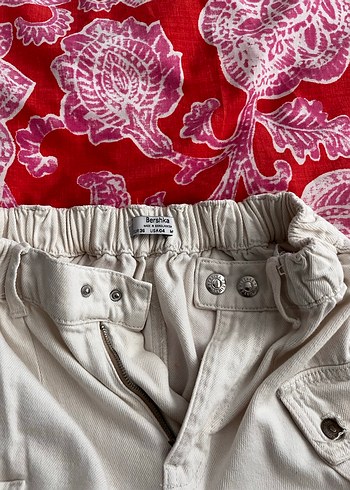 Bej Pamuklu Salaş Midi Kadın Pantolon - Görsel 4