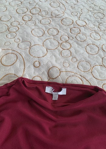 l Beden Bordo Drapeli Uzun Kollu Yüksek Yakalı Bluz