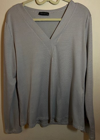 Gri V Yaka  Bluz - Görsel 2