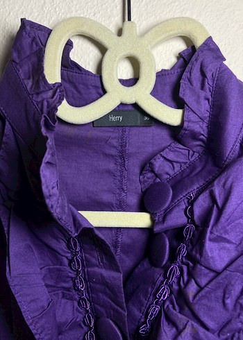 Mor Düğmeli Vintage Bluz - Görsel 4