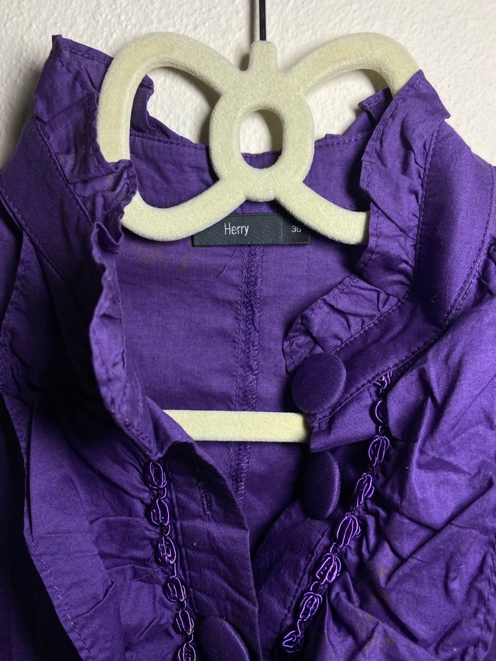 Mor Düğmeli Vintage Bluz - Görsel 4