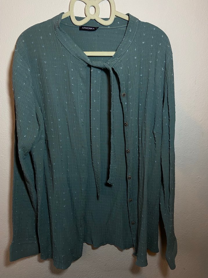 Düğmeli Bohem Uzun Kollu gömlek - Görsel 3