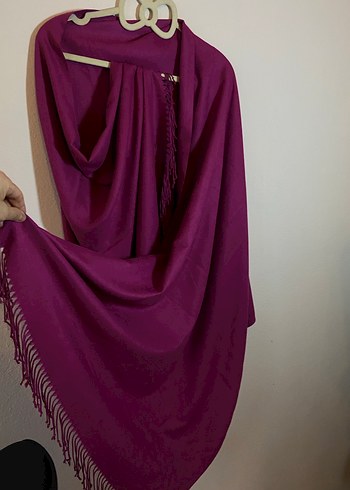 Mor Kadın Drapeli Saten Şal - Görsel 4