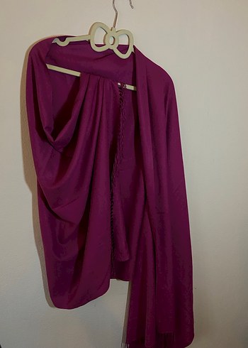 Mor Kadın Drapeli Saten Şal - Görsel 2