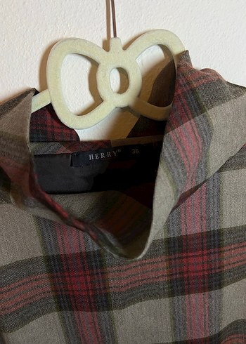 Düğmeli Kısa Kollu Ekose Midi Elbise - Görsel 3