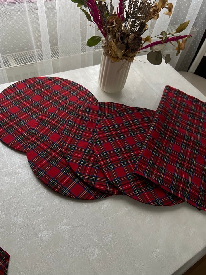 Kırmızı Ekose Amerikan Servis Seti - Görsel 5