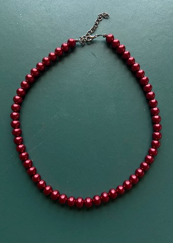 Kırmızı Boncuklu Midi Kolye - Görsel 2