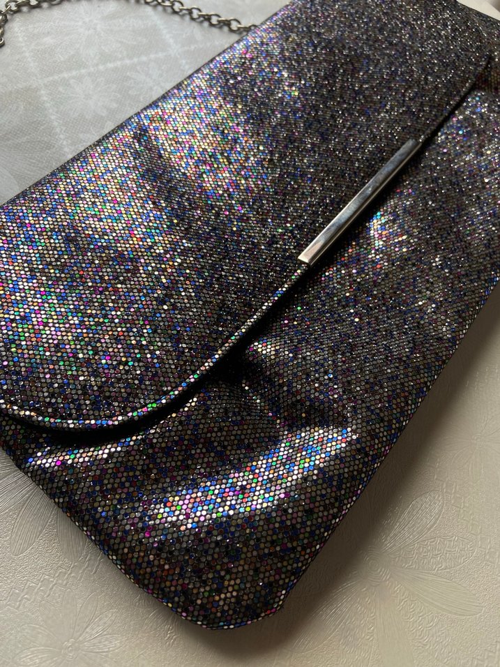 Parlak Mor Yılan Desenli Kadın Portföy Çanta - Görsel 2