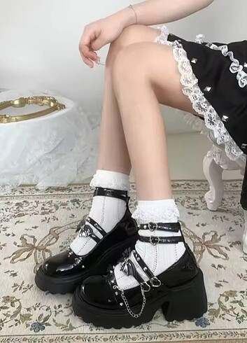 Diğer Gothic Lolita Mary Jane Platform Topuklu Ayakkabı