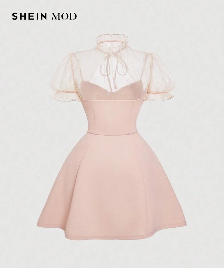 Pembe Straplez Mini Elbise Dantel Detaylı - Görsel 2