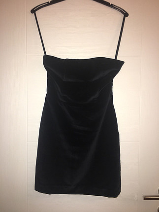 Siyah Kadife Mini Elbise 