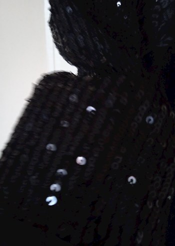 Diger Siyah Payetli Uzun Kollu Gece Elbisesi - Görsel 8