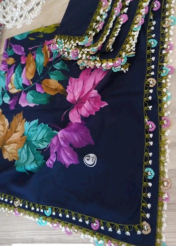 Bohem Çok Renkli Dantel Kenarlı Kadın Fular - Görsel 4