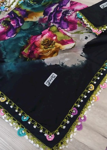 Bohem Çok Renkli Dantel Kenarlı Kadın Fular - Görsel 11