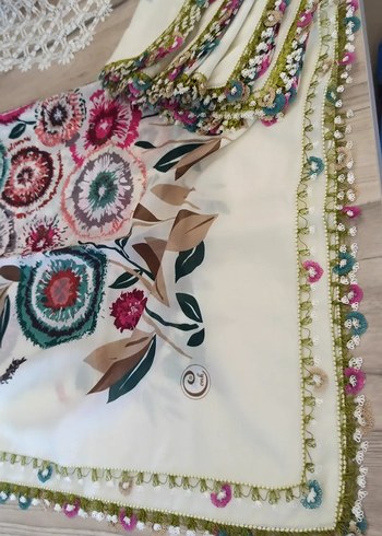 Bohem Çok Renkli Dantel Kenarlı Kadın Fular - Görsel 13