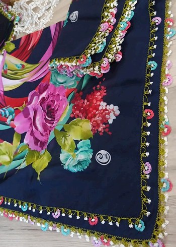 Bohem Çok Renkli Dantel Kenarlı Kadın Fular - Görsel 14