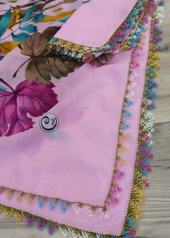 Bohem Çok Renkli Dantel Kenarlı Kadın Fular - Görsel 3