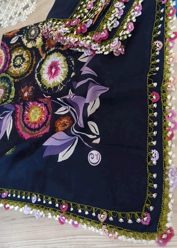 Bohem Çok Renkli Dantel Kenarlı Kadın Fular - Görsel 5