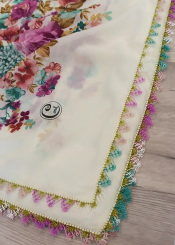 Bohem Çok Renkli Dantel Kenarlı Kadın Fular - Görsel 15