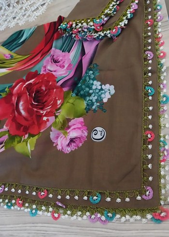 Bohem Çok Renkli Dantel Kenarlı Kadın Fular - Görsel 9