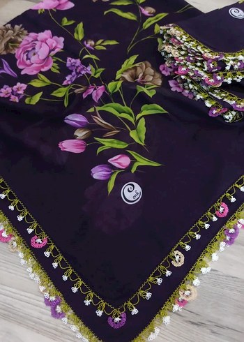 Bohem Çok Renkli Dantel Kenarlı Kadın Fular - Görsel 8