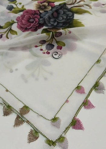 Boncuk Detaylı Çok Renkli Bohem Kadın Fuları - Görsel 2