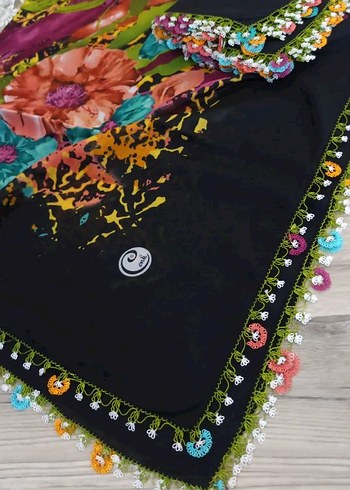 Dantel Detaylı Çok Renkli Bohem Kadın Fular - Görsel 3