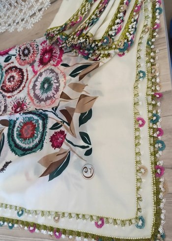 Dantel Detaylı Çok Renkli Bohem Kadın Fular - Görsel 7