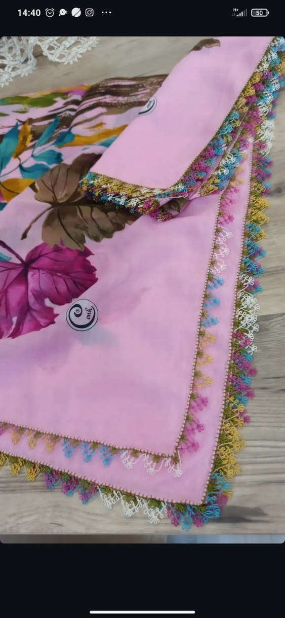 Dantel Detaylı Çok Renkli Bohem Kadın Fular - Görsel 4