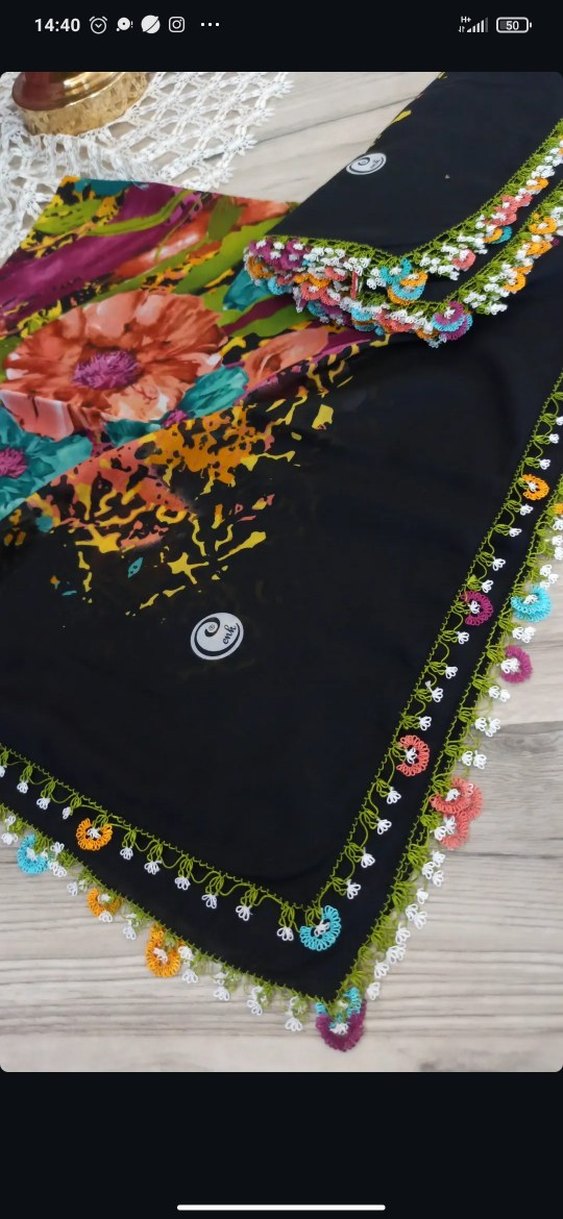 Dantel Detaylı Çok Renkli Bohem Kadın Fular - Görsel 3