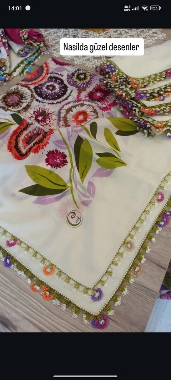 Dantel Detaylı Çok Renkli Bohem Kadın Fular - Görsel 5