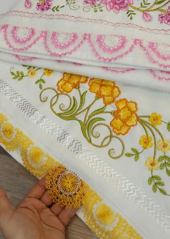 Nakışlı Pastel Renkli Havlu Seti - Görsel 6