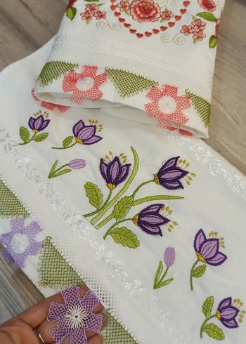 Nakışlı Pastel Renkli Havlu Seti - Görsel 17