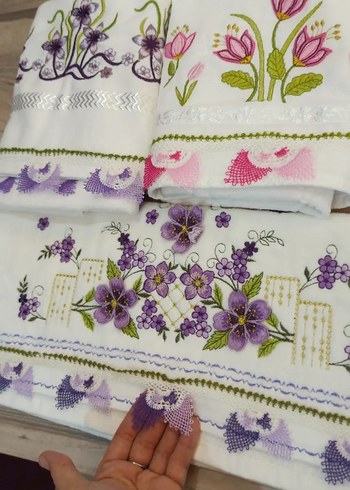 Nakışlı Pastel Renkli Havlu Seti - Görsel 16