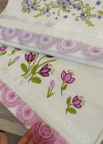 Nakışlı Pastel Renkli Havlu Seti - Görsel 5