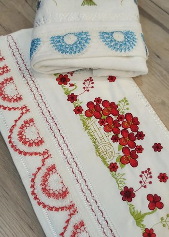 Nakışlı Pastel Renkli Havlu Seti - Görsel 13