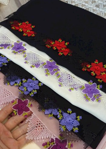 Çiçekli Dantel Bohem Kadın Fuları - Görsel 2