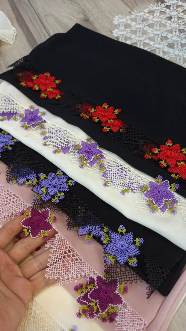 Çiçekli Dantel Bohem Kadın Fuları - Görsel 2