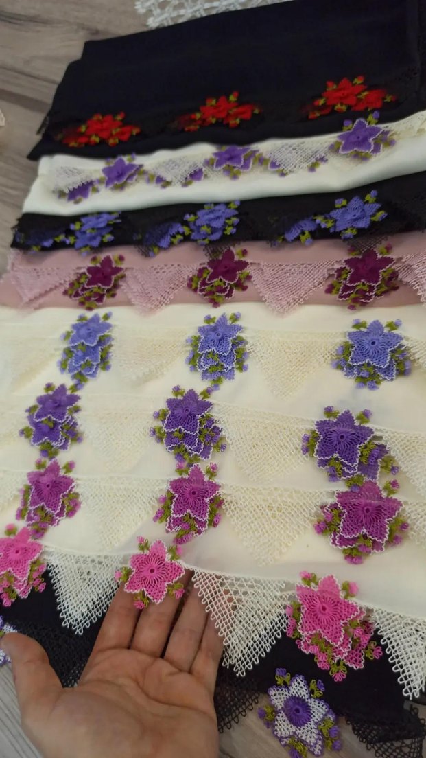 Çiçekli Dantel Bohem Kadın Fuları - Görsel 3