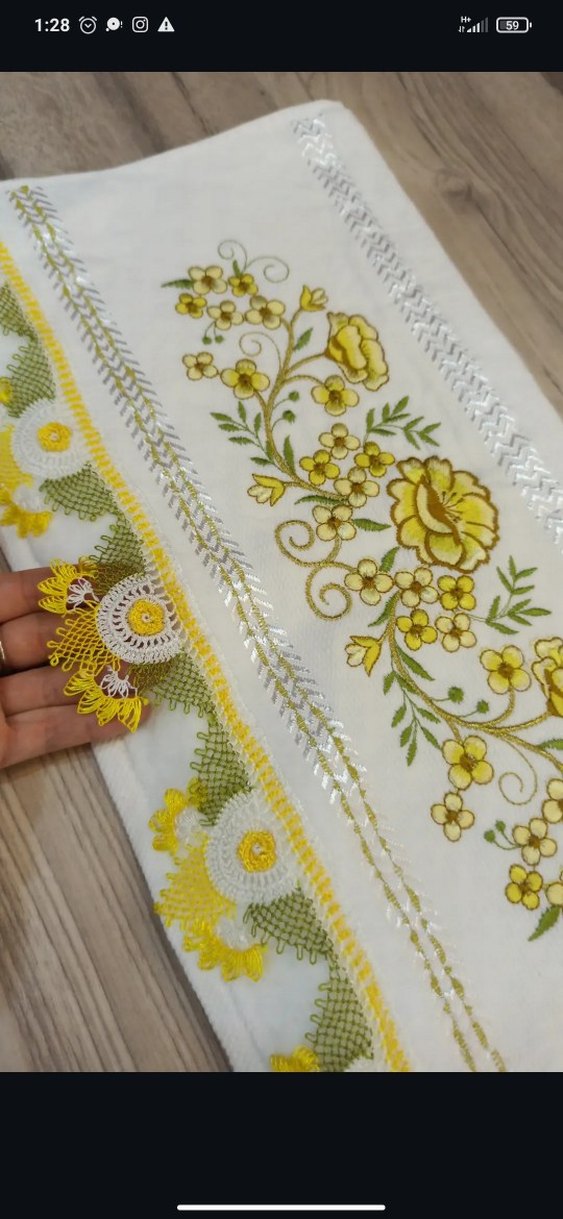 Sarı Nakışlı Bohem Havlu - Görsel 5