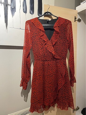 H&M kırmızı elbise - Görsel 2