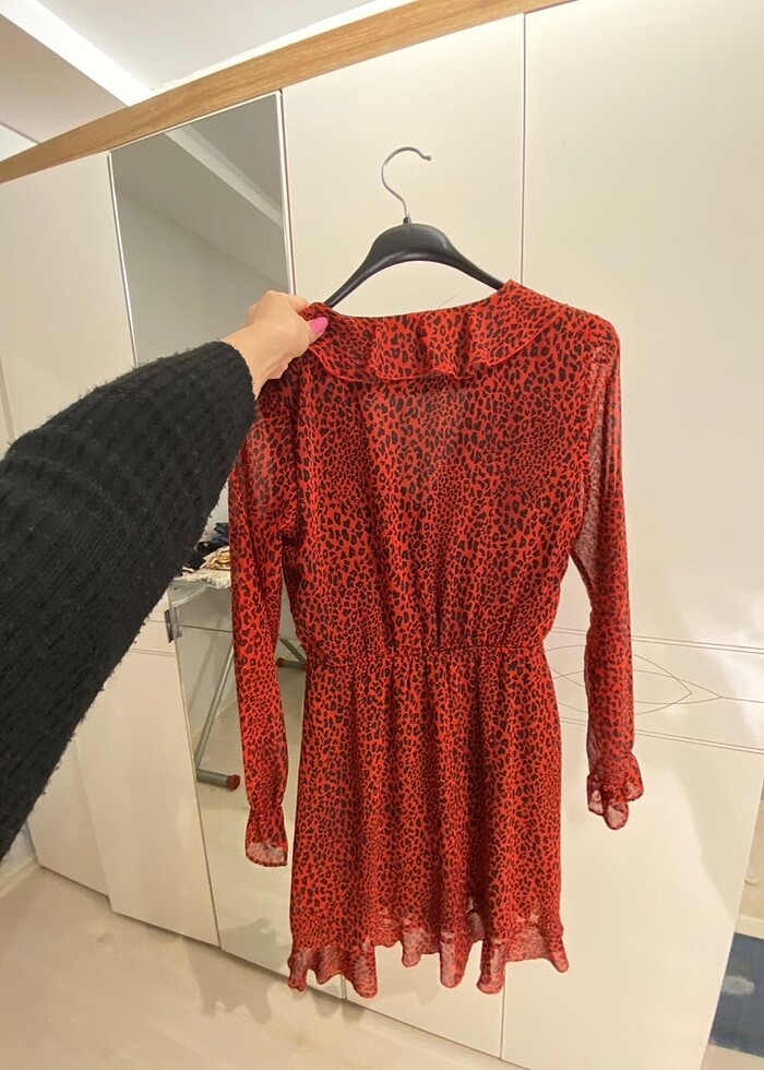 H&M kırmızı elbise - Görsel 4