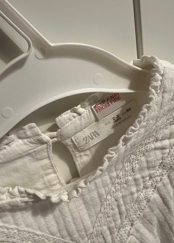 Kız Çocuk Beyaz Fırfırlı Keten Gömlek - Görsel 2