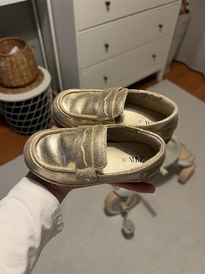 Parlak Altın Renk  Çocuk Loafer Ayakkabı - Görsel 2